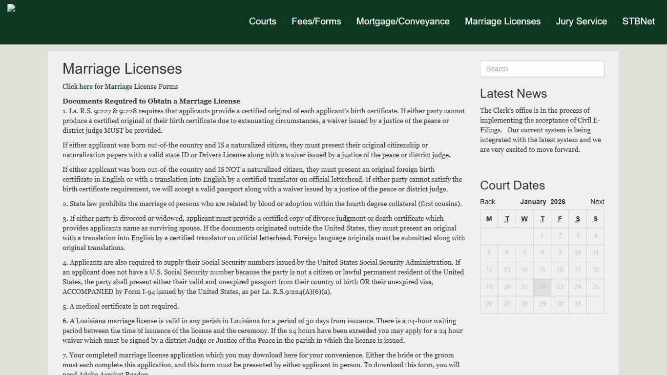 Randy Nunez, St. Bernard Parish Clerk of Court » Marriage Licenses